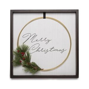 New View Merry Christmas Wall Art - 3D - Greenery - Gold Black Home Decor NWT